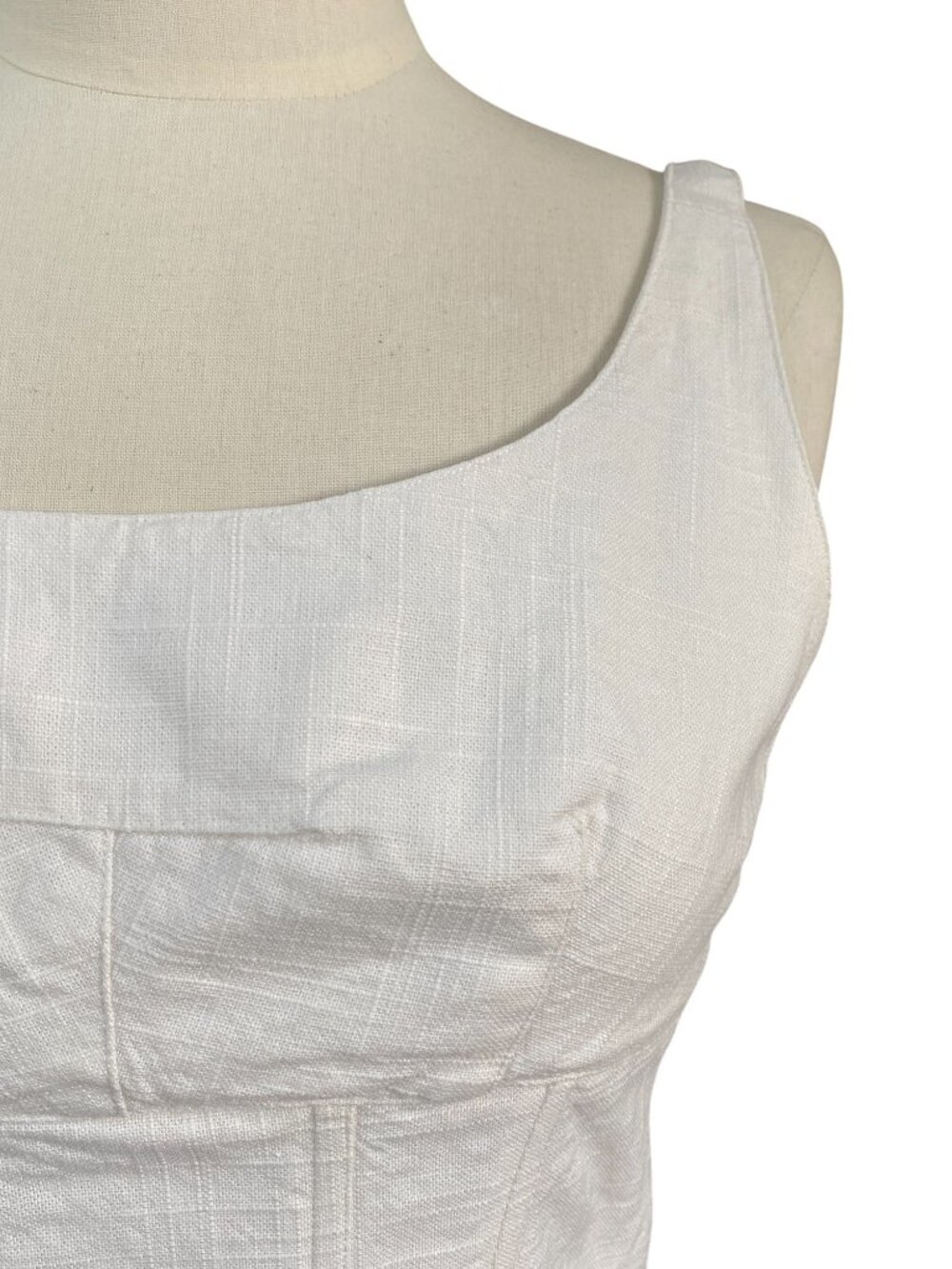 Caren Forbes Corset Bustier Crop Top White Bow Boned Coquette Milkmaid Resort-M - Picture 5 of 12